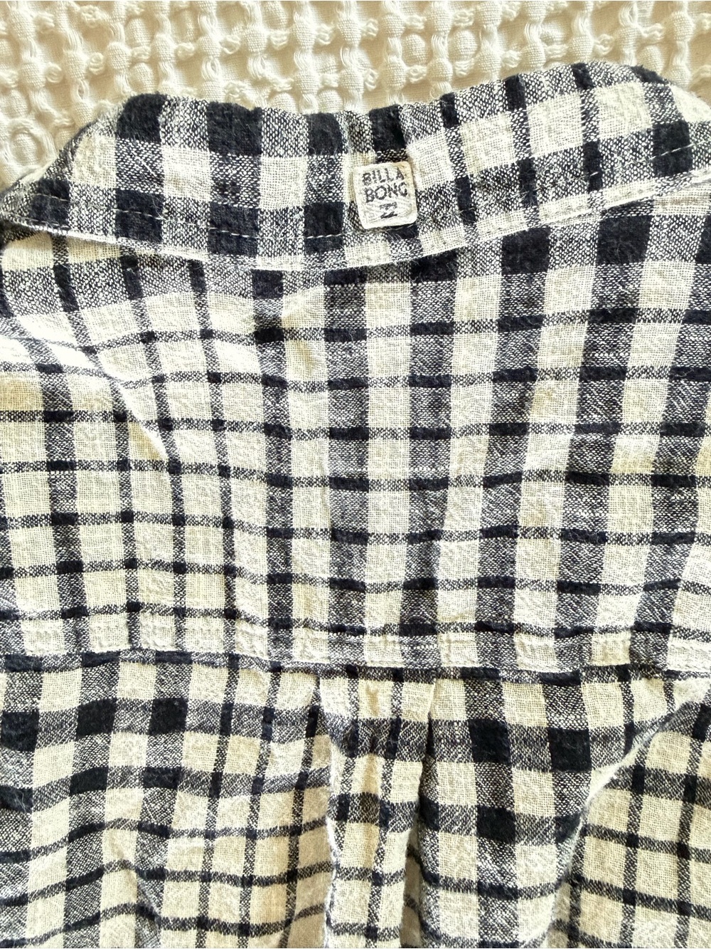 Billabong Black Cream Plaid Button Up Gauzy Shirt Large - Picture 8 of 12